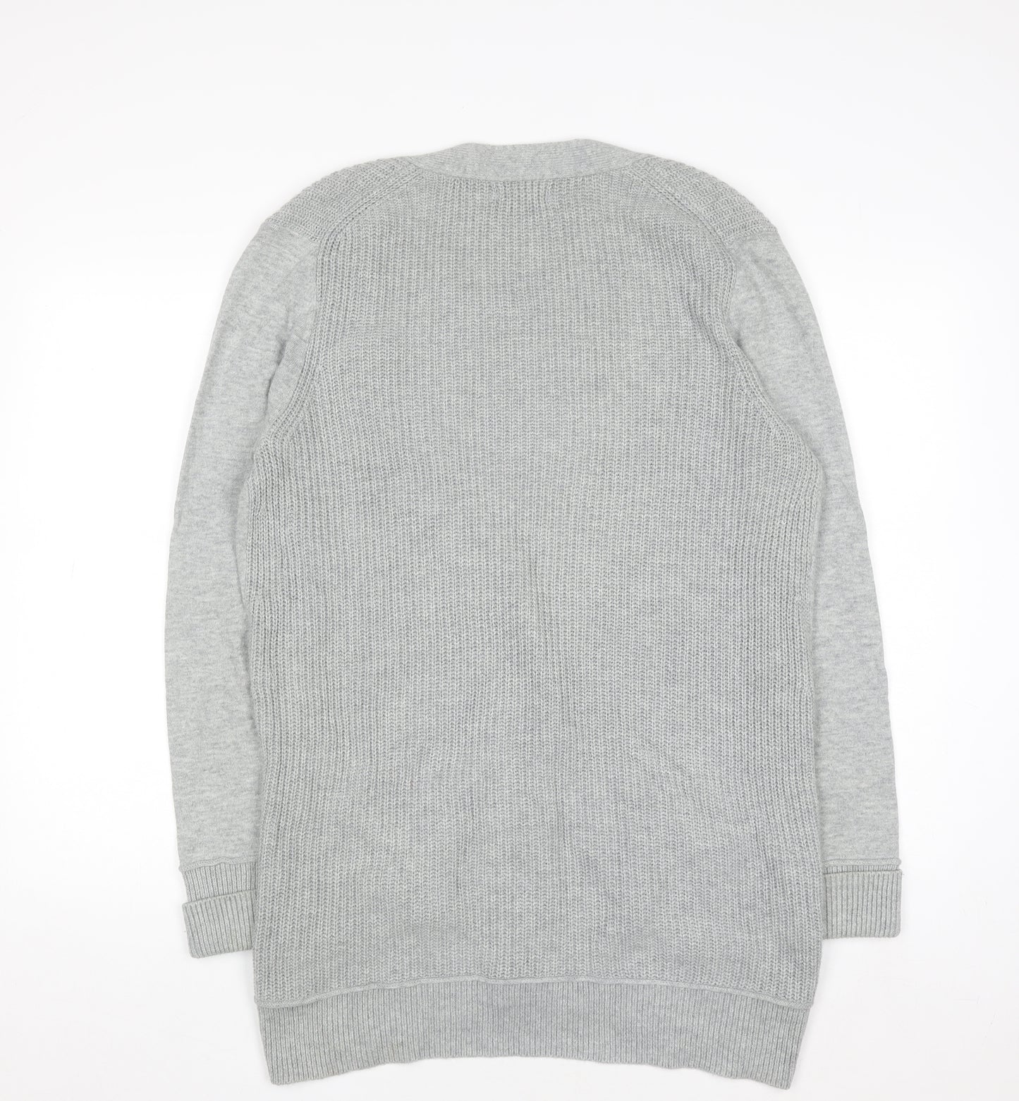 GAP Women Grey Cotton Blend Long Sleeve Button Cardigan L