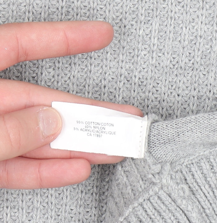 GAP Women Grey Cotton Blend Long Sleeve Button Cardigan L