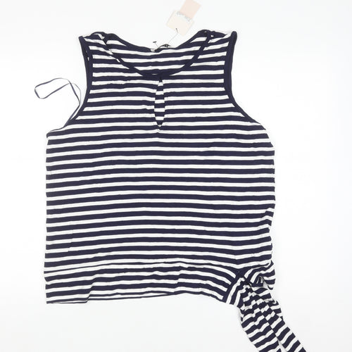 Tu Women Blue White Striped Sleeveless Jersey Tank Top Size 18