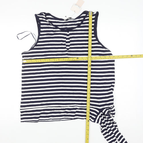 Tu Women Blue White Striped Sleeveless Jersey Tank Top Size 18