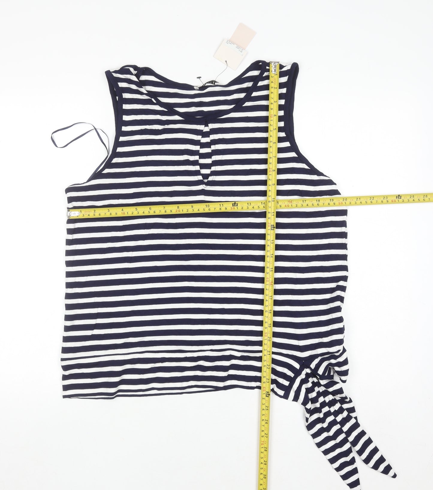 Tu Women Blue White Striped Sleeveless Jersey Tank Top Size 18