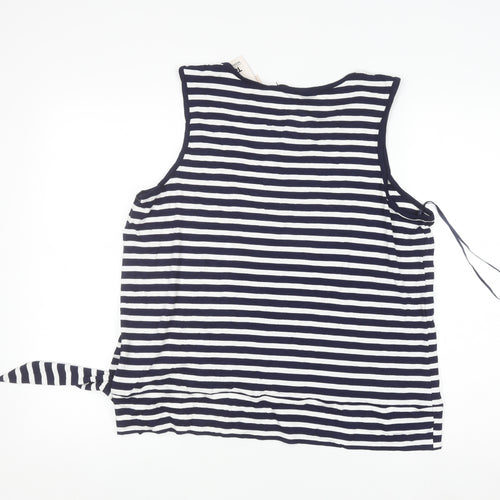 Tu Women Blue White Striped Sleeveless Jersey Tank Top Size 18