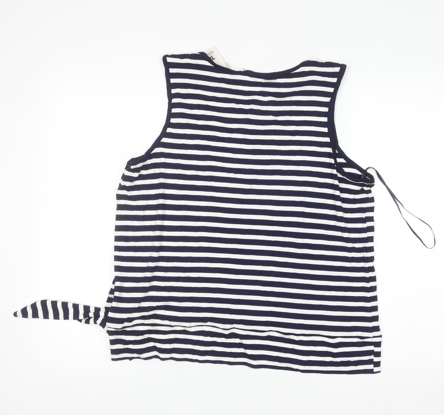 Tu Women Blue White Striped Sleeveless Jersey Tank Top Size 18