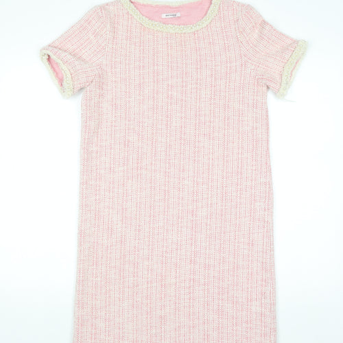 Orsay Women's Pink Beaded Tweed Shift Dress Size S