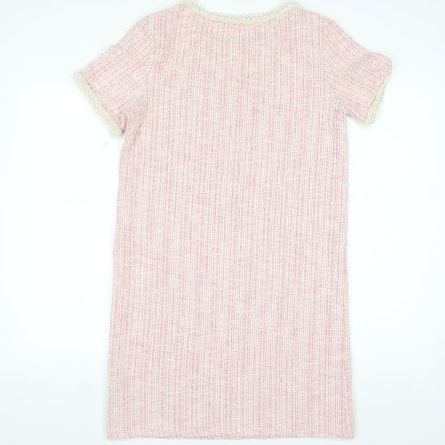 Orsay Women's Pink Beaded Tweed Shift Dress Size S