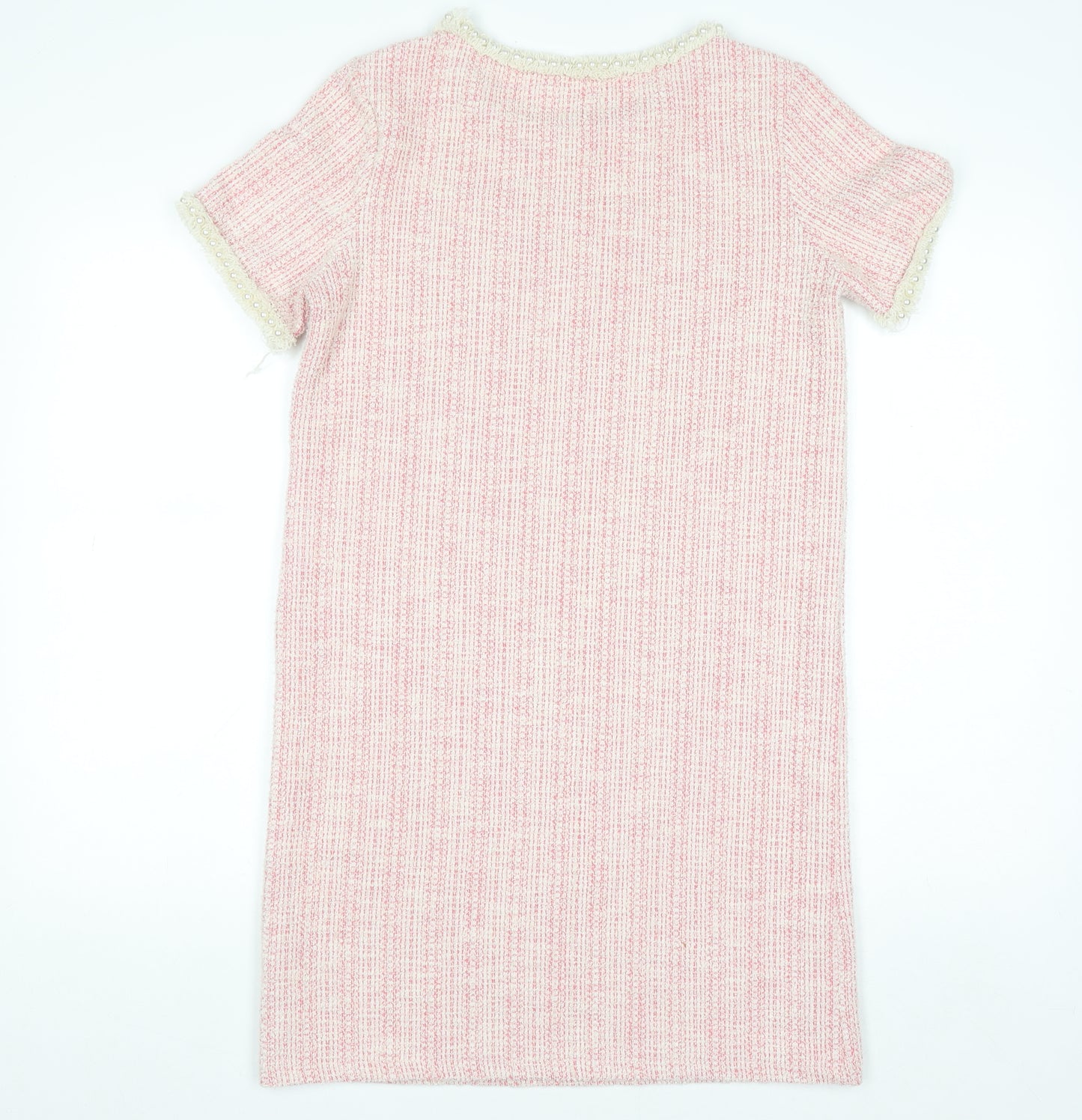 Orsay Women's Pink Beaded Tweed Shift Dress Size S