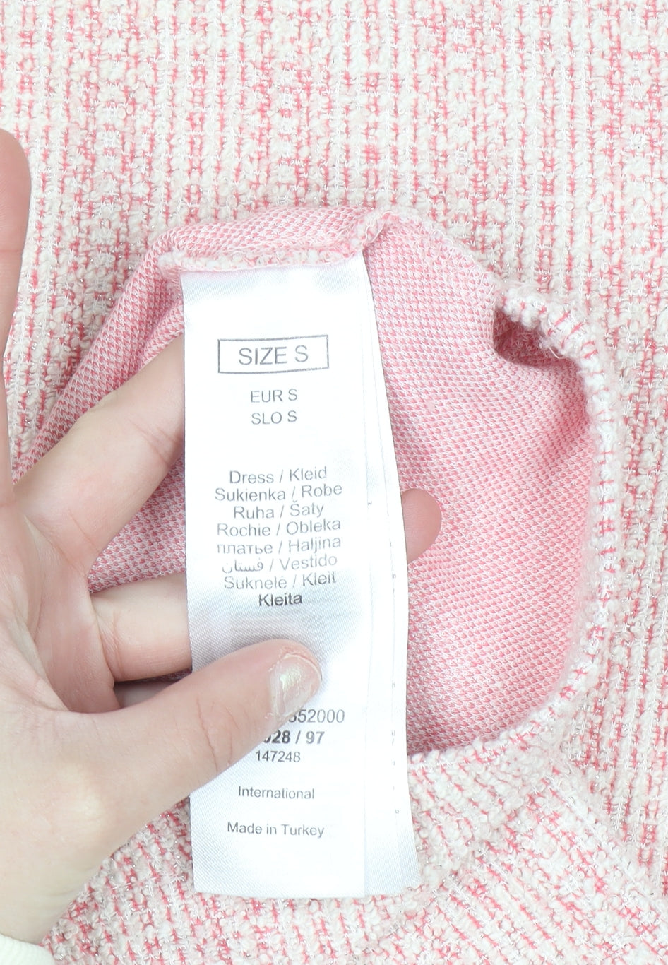 Orsay Women's Pink Beaded Tweed Shift Dress Size S