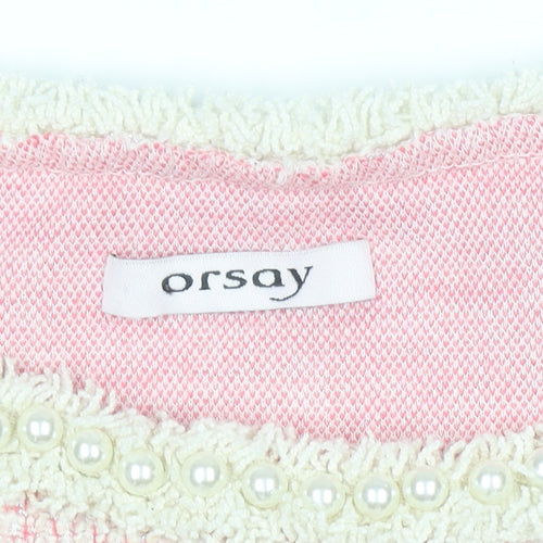Orsay Women's Pink Beaded Tweed Shift Dress Size S