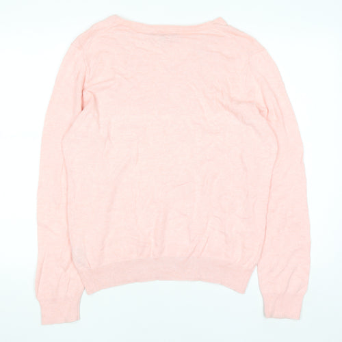 Crew Clothing Company Women's Pink V-Neck Cotton Cashmere Jumper Size 16