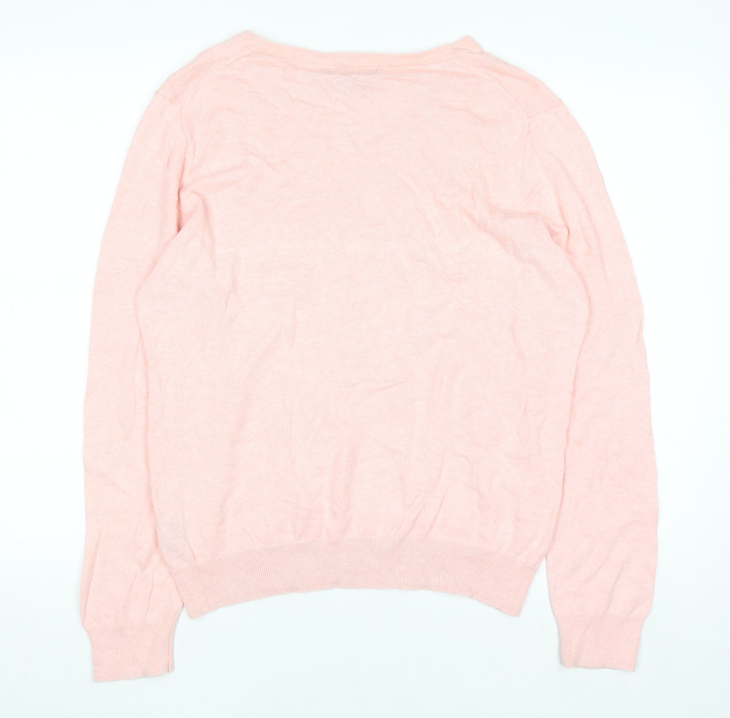 Crew Clothing Company Women's Pink V-Neck Cotton Cashmere Jumper Size 16