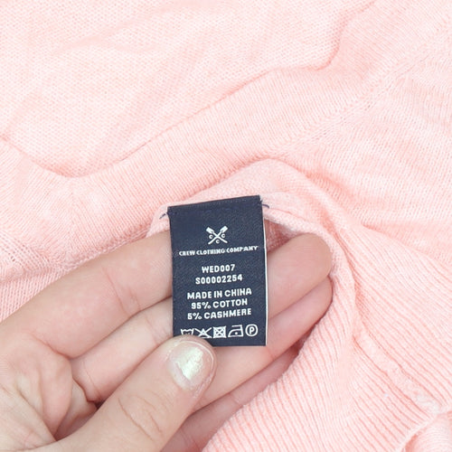 Crew Clothing Company Women's Pink V-Neck Cotton Cashmere Jumper Size 16