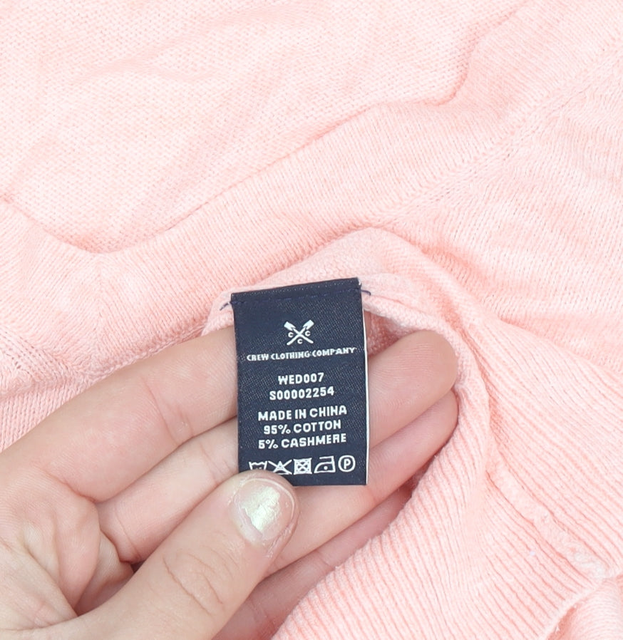 Crew Clothing Company Women's Pink V-Neck Cotton Cashmere Jumper Size 16