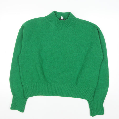 & Other Stories Women Green M Mock Neck Wool Blend Jumper