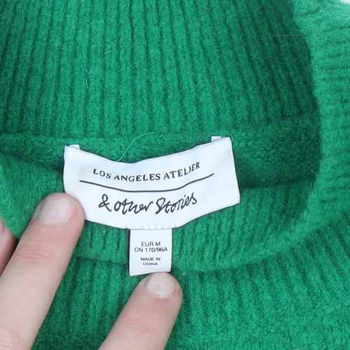 & Other Stories Women Green M Mock Neck Wool Blend Jumper