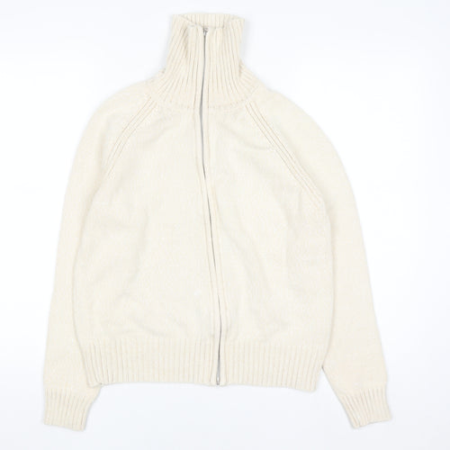Berkertex Women's Ivory Full Zip High Neck Knit Jumper Size 14-16