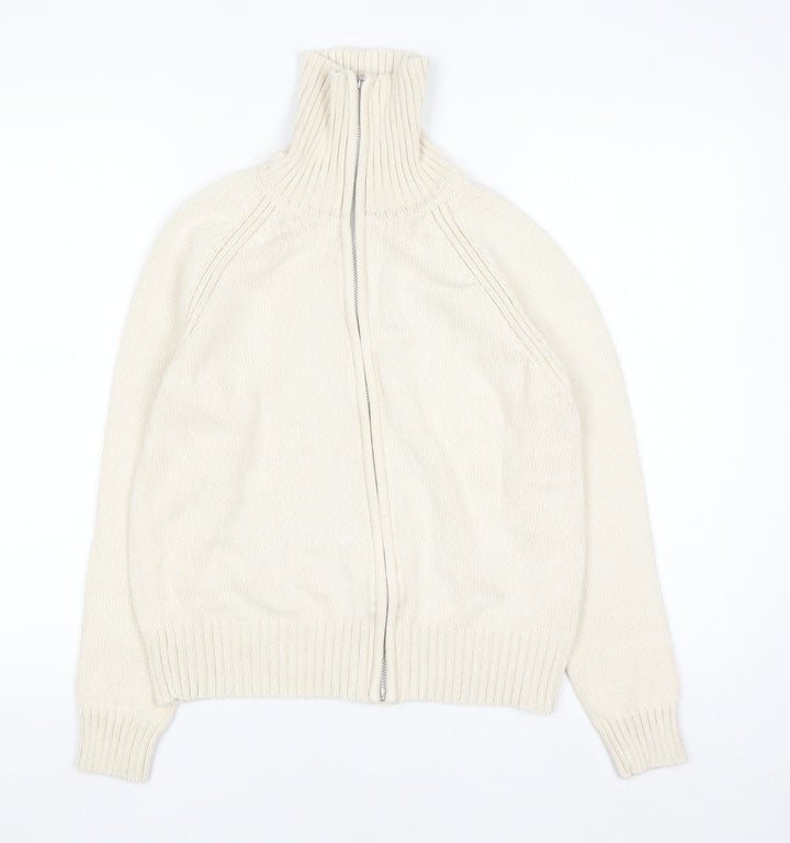 Berkertex Women's Ivory Full Zip High Neck Knit Jumper Size 14-16