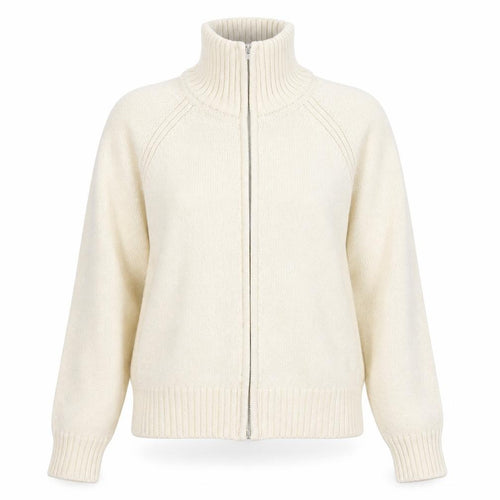 Berkertex Women's Ivory Full Zip High Neck Knit Jumper Size 14-16