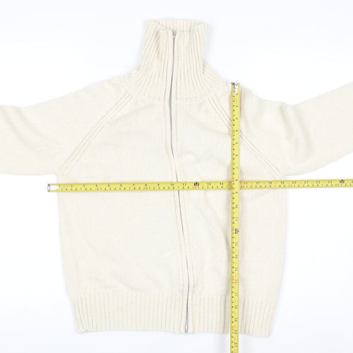 Berkertex Women's Ivory Full Zip High Neck Knit Jumper Size 14-16