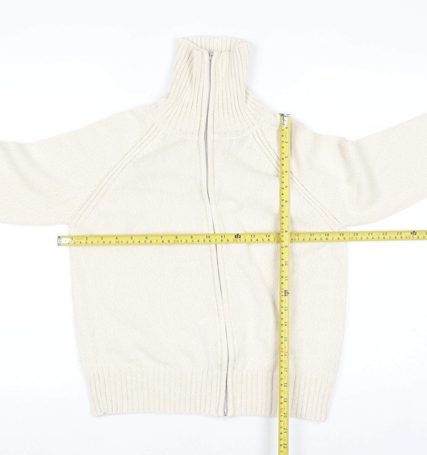 Berkertex Women's Ivory Full Zip High Neck Knit Jumper Size 14-16