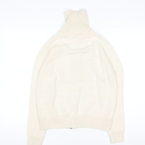 Berkertex Women's Ivory Full Zip High Neck Knit Jumper Size 14-16