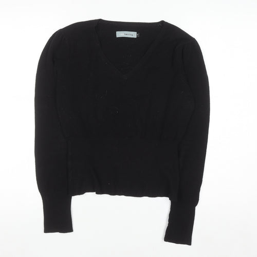 Red Herring Women’s Black V-Neck Knit Jumper Size 14