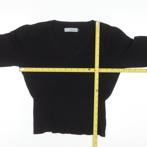 Red Herring Women’s Black V-Neck Knit Jumper Size 14