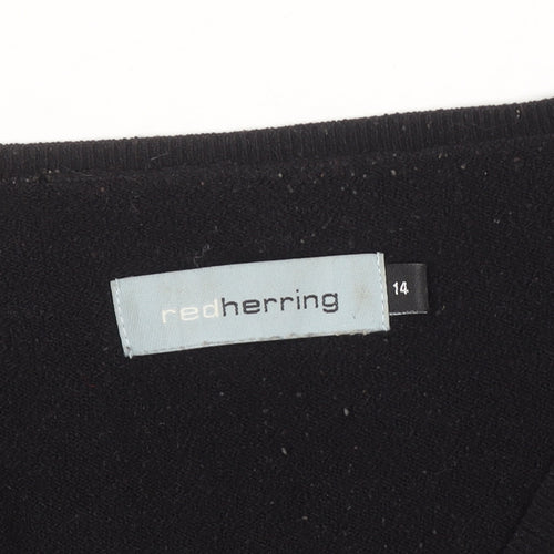Red Herring Women’s Black V-Neck Knit Jumper Size 14