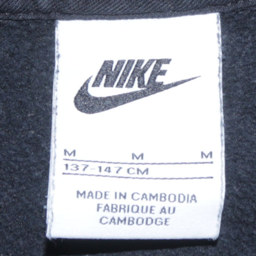 Nike Boys Black Full Zip Hoodie M 137-147cm Cotton Blend Casual
