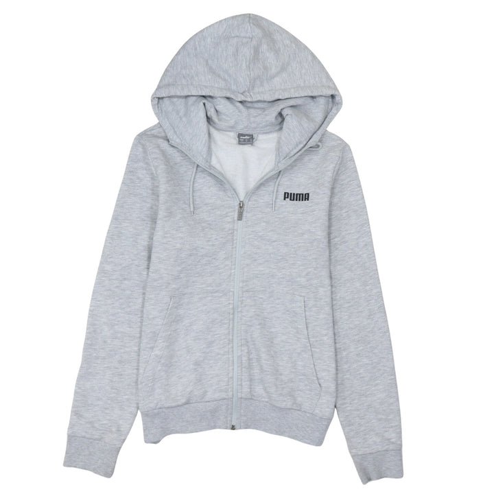 Puma Women Grey Full Zip Hoodie UK 14 Cotton Blend Casual Sportswear