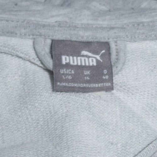 Puma Women Grey Full Zip Hoodie UK 14 Cotton Blend Casual Sportswear