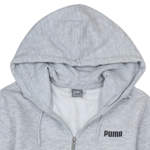 Puma Women Grey Full Zip Hoodie UK 14 Cotton Blend Casual Sportswear