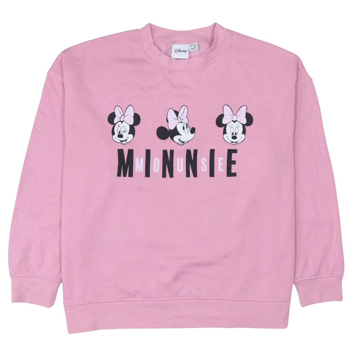 Disney Women Pink Minnie Mouse Sweatshirt Size L Pullover Crew Neck