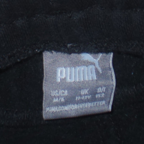 Puma Boys Black Jogger Trousers 11-12 Years Regular Fit Fleece Sweatpants