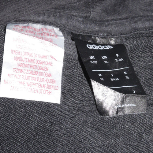 Adidas Teens Black Full Zip Hoodie XL Logo Sportswear