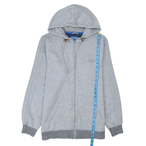 Adidas Men's Grey Full Zip Hoodie Size M Regular Fit Sportswear