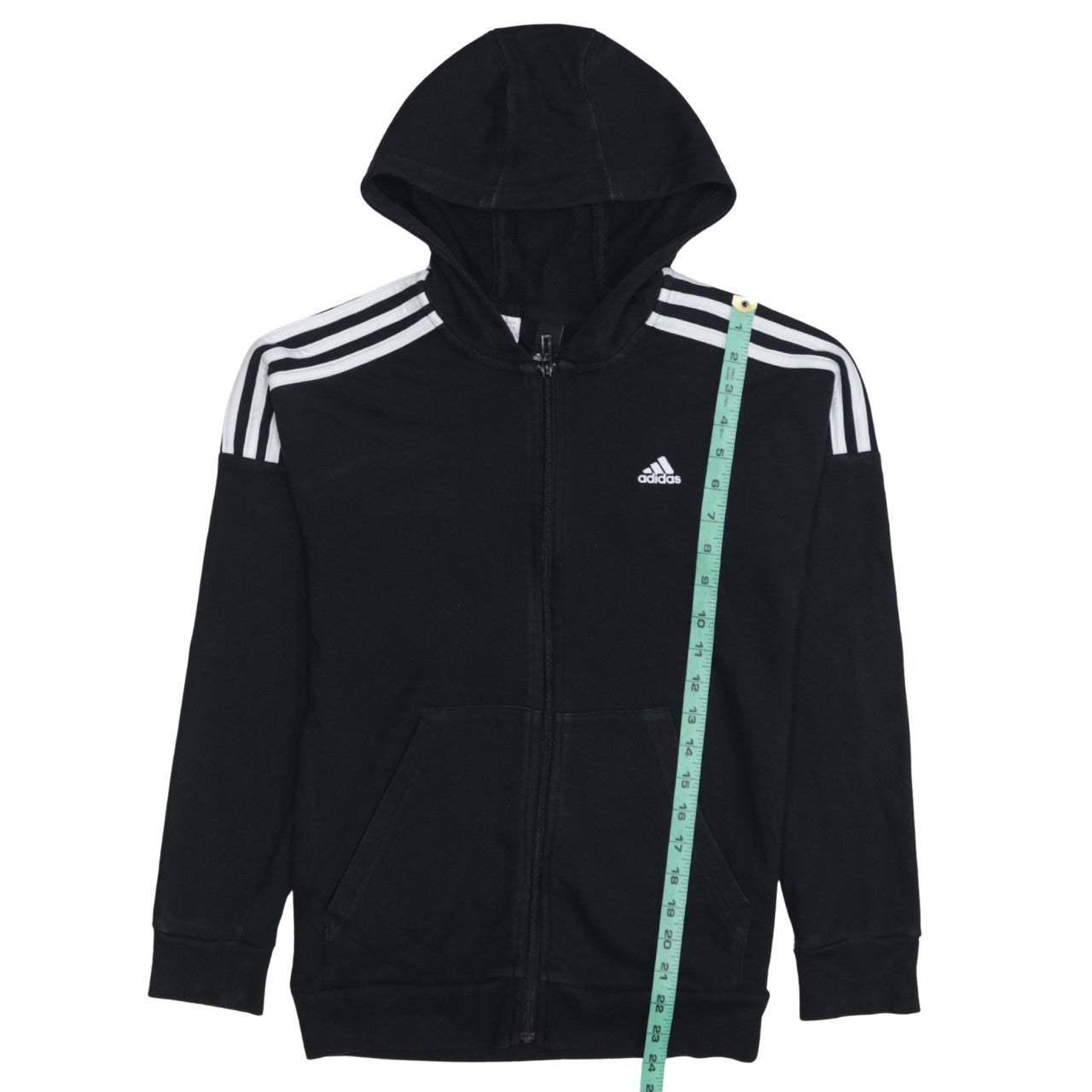 Adidas Boys Black Full Zip Hoodie 13-14 Years Sportswear Lightweight Hoodie