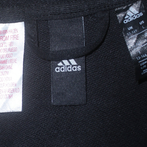 Adidas Boys Black Full Zip Hoodie 13-14 Years Sportswear Lightweight Hoodie