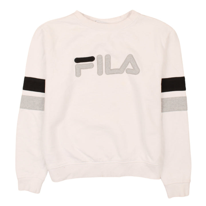 Fila Men's White Grey Logo Crew Neck Sweatshirt Size S