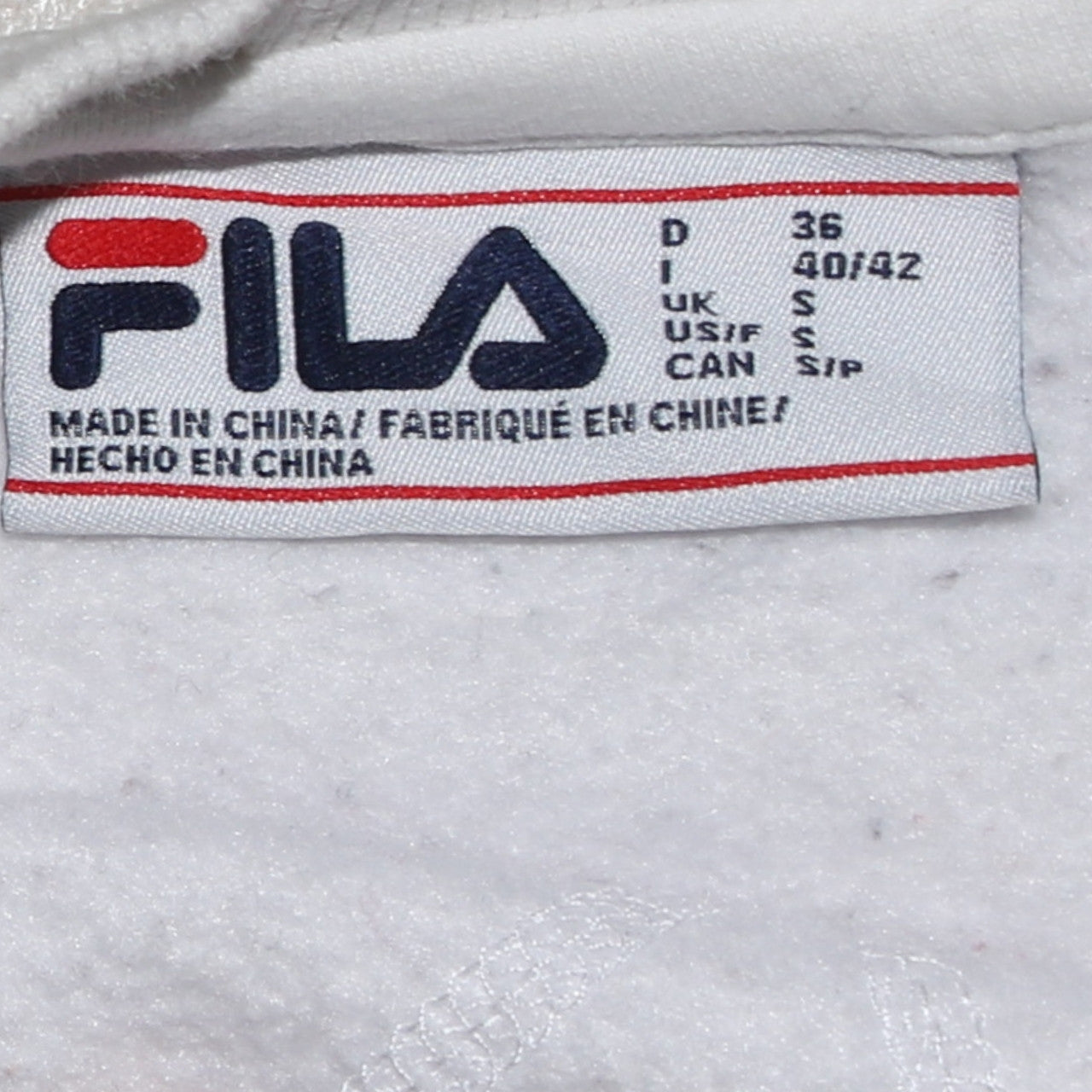 Fila Men's White Grey Logo Crew Neck Sweatshirt Size S