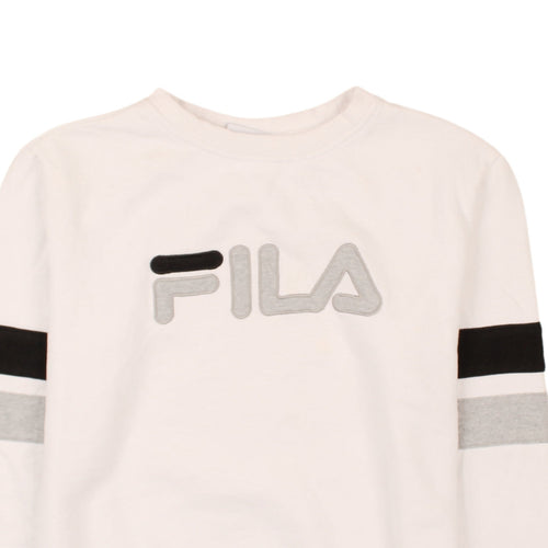 Fila Men's White Grey Logo Crew Neck Sweatshirt Size S