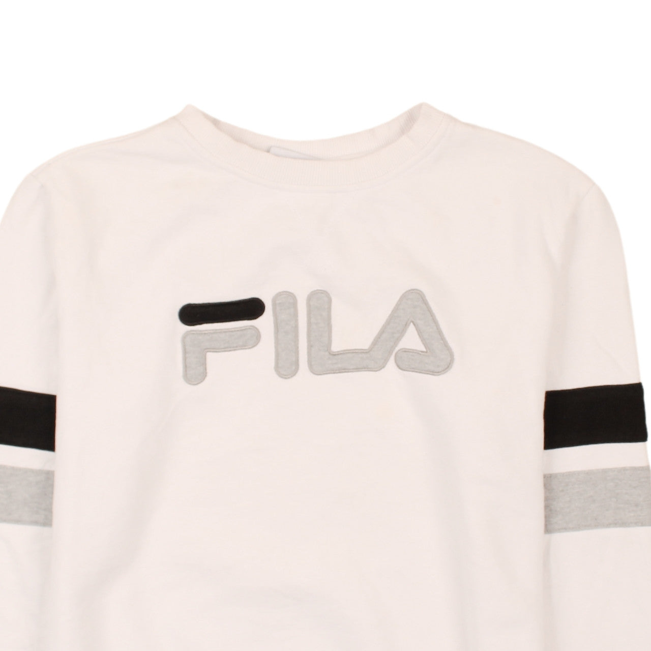 Fila Men's White Grey Logo Crew Neck Sweatshirt Size S