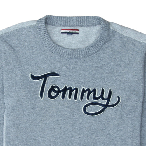 Tommy Hilfiger Men’s Grey Logo Crew Neck Pullover Jumper Size M