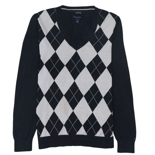 Tommy Hilfiger Men's Blue Argyle V-Neck Cotton Jumper M