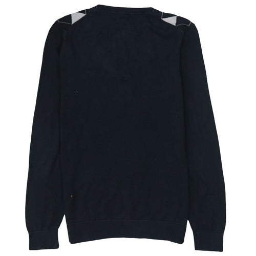 Tommy Hilfiger Men's Blue Argyle V-Neck Cotton Jumper M