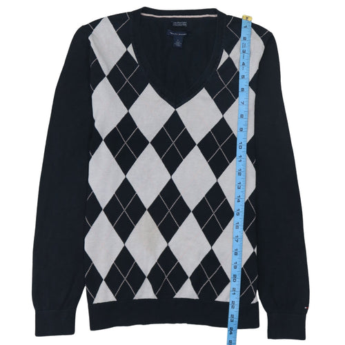 Tommy Hilfiger Men's Blue Argyle V-Neck Cotton Jumper M