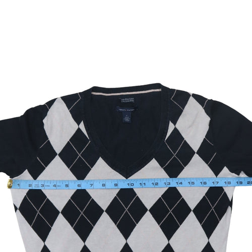 Tommy Hilfiger Men's Blue Argyle V-Neck Cotton Jumper M