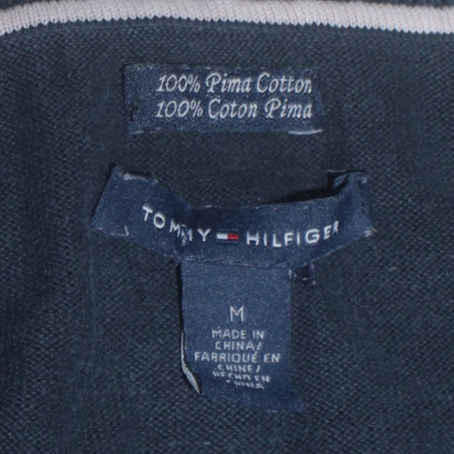 Tommy Hilfiger Men's Blue Argyle V-Neck Cotton Jumper M