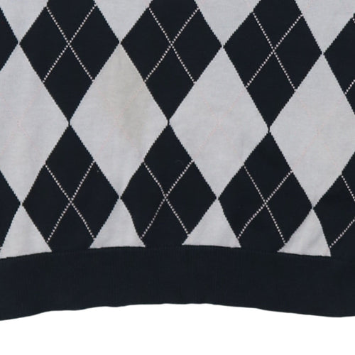 Tommy Hilfiger Men's Blue Argyle V-Neck Cotton Jumper M