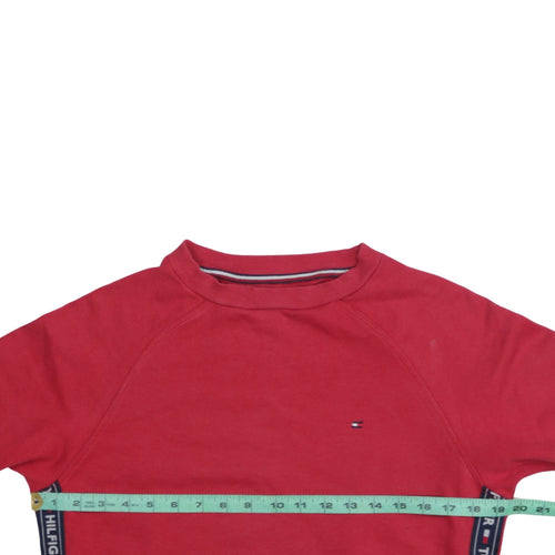 Tommy Hilfiger Men's Red Small Crew Neck Cotton Sweatshirt