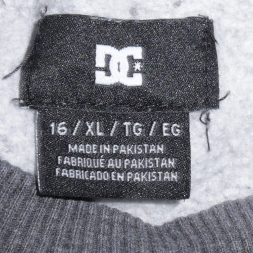 DC Boys Grey Fleece Crew Neck Logo Sweatshirt XL 16 Years